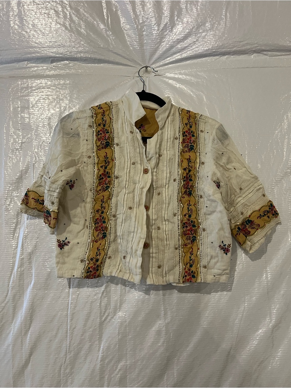 Let Me Be Cream Just Right Embroidered Shirt Size Small